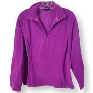 Lands' End half zip popover fleece L purple ladies Polartec